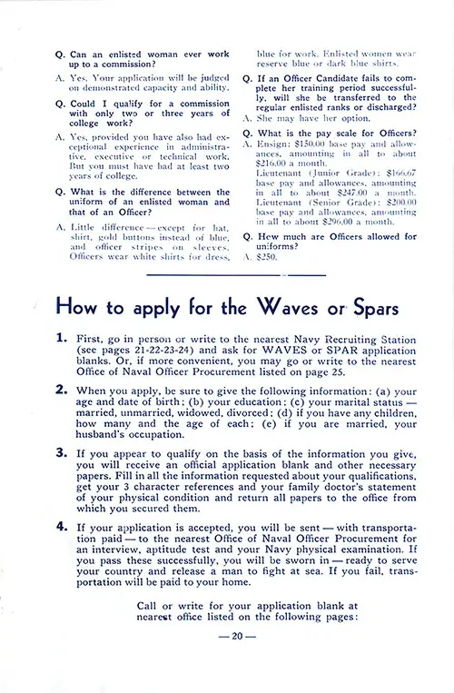 Q&A About WAVES and Sparts, Part 3 of 3. How to Apply for WAVES or SPARS.