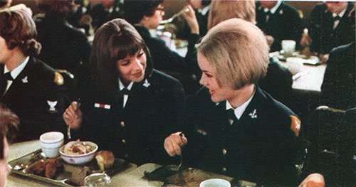 WAVES Enjoy Great Navy Food in the Mess Hall.