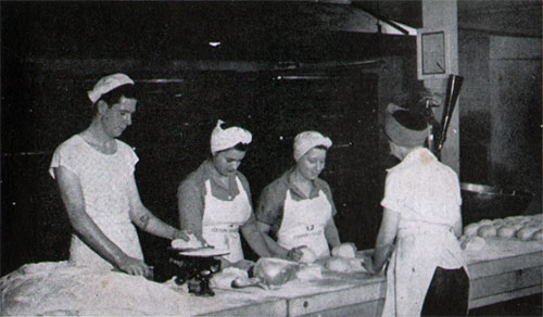 With Waves Manning Big-Scale Equipment, Bakery Turns Out Delicacies Such As Parkerhouse Rolls and Boston Cream Pie.