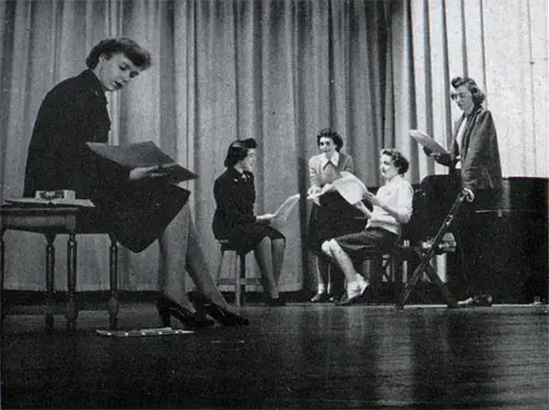 Budding Cornells and Fontannes Constructively Fill Many “Liberty” Hours Learning the Art of the Theatre Under the Direction of a Drama Specialist.