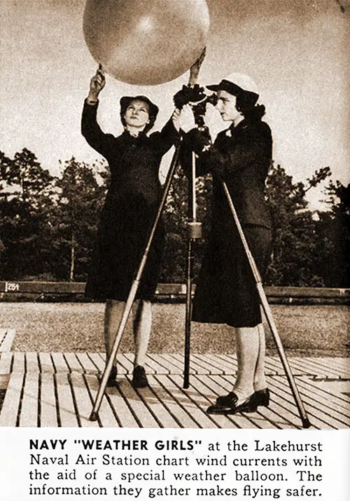 Navy Wave “Weather Girls” at the Lakehurst Naval Air Station Chart Wind Currents With the Aid of a Special Weather Balloon. the Information They Gather Makes Flying Safer.