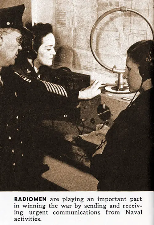 Wave Radiomen Send and Receive Urgent Communications. Radiomen Are Playing an Important Part in Winning the War by Sending and Receiving Urgent Communications From the Naval Activities.