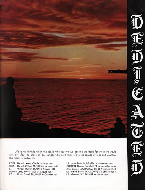 Dedication to Essex Crew Members Who Gave Their Lives in the Service of God and Country.