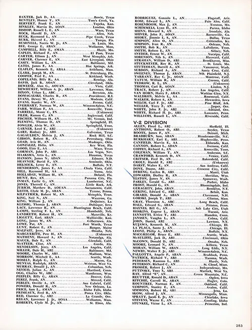 Roster of Officers and Crew, Part 5 (V-1 Division (Baxter-Williams) and V-2 Division (Allen-Stunkel). CVA-9 USS Essex, Third Far East Cruise, 1953-54.