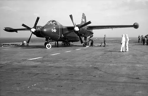 North American AJ-2 Savage Attack Plane On the flight deck of USS INTREPID (CVA-11), 19 November 1956.