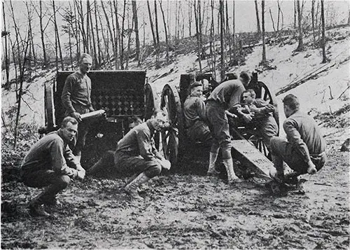 GGA Image ID # 13aa5a2117 Battery Crew Warming Up - 3rd OTC - Camp Devens.