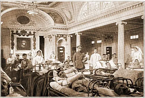 GGA Image ID # 18aff1ee07 Men's Ward in the Lounge of the Hospital Ship Aquitania.