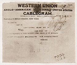 GGA Image ID # 18d91da788 Cablegram from General John Pershing to Floyd Gibbons dated 17 October 1918.