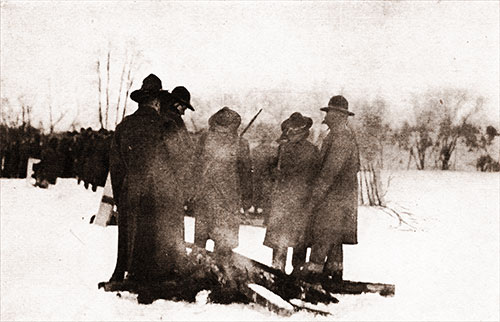 GGA Image ID # 18f727b93b Keeping Warm. When the Temperature Drops at the Trenches, the Men Gather Brush and Old Boards and Do Their Best to Keep Warm.