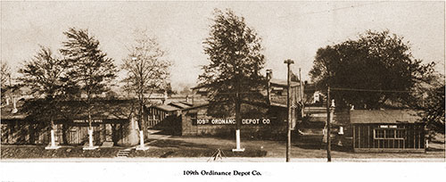 GGA Image ID # 18912d0432 Center: Main Building for the 109th Ordinance Deport Company. The Building on the Left is the Ordinance Depot Office Building.