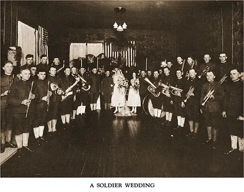 GGA Image ID # 18944fb90d Scene from a Soldier's Wedding at Camp Zachary Taylor with Band Members Lined Up on Both Sides.