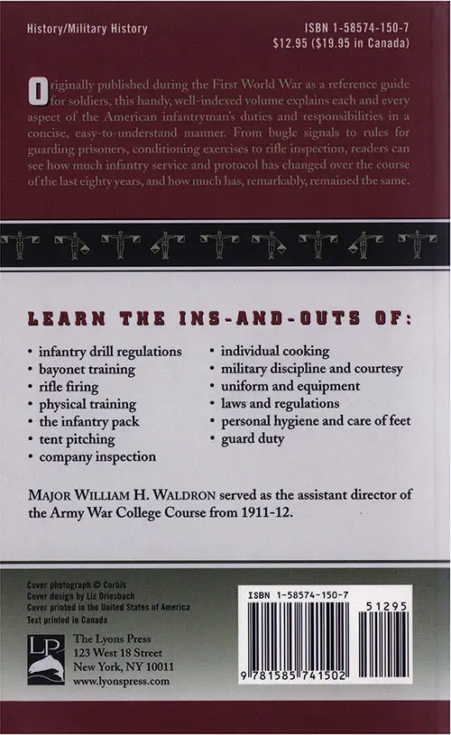 GGA Image ID # 1812237258 Back Cover, The Infantry Soldier's Handbook: The Classic World War I Training Manual, 1917.