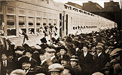 GGA Image ID # 18da424def Civilians This Morning, Soldiers This Afternoon. New Recruits Board the Train for Camp Devens in Ayer, Massachusetts, Near Boston, ca Fall of 1917.