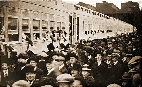 GGA Image ID # 18da424def Civilians This Morning, Soldiers This Afternoon. New Recruits Board the Train for Camp Devens in Ayer, Massachusetts, Near Boston, ca Fall of 1917.