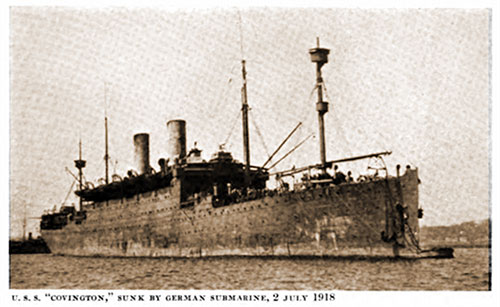 GGA Image ID # 1808edfbf0 USS Covington, Sunk by German U-Boat Submaring on 2 July 1918. A History of the Transport Service, 1921.