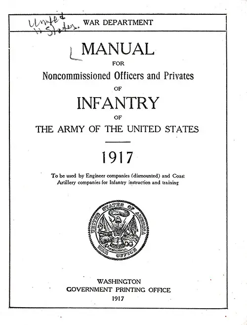 Title Page, Manual for NCOs and Privates of Infantry of the Army of the United States, 1917.