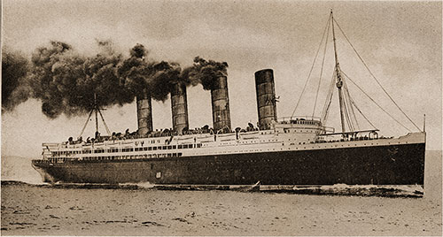 GGA Image ID # 1813500026 A German Submarine U-20 Fired Two Torpedoes Into the Side of the 32,000 Ton RMS Lusitania of the Cunard Line off Old Head of Kinsale on the Southern Irish Coast, Sinking the Ocean Liner on 7 May 1915.