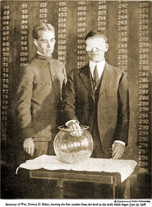 GGA Image ID # 192fef77d0 Secretary of War, Newton D. Baker, Drawing the First Number from the Bowl in the Draft Which Began June 27, 1918.