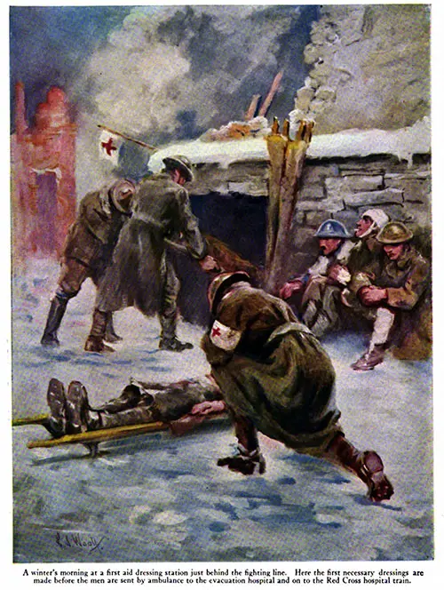 GGA Image ID # 1936638b60 A Winter's Morning at a First Aid Dressing Station Just behind the Fighting Line.