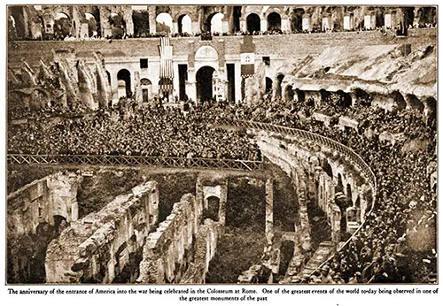 GGA Image ID # 19389f1349 The Anniversary of the Entrance of America into the War Being Celebrated in the Colosseum at Rome.