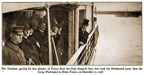 GGA Image ID # 193d2785f0 US President Wilson Getting His First Glimpse of France from the Little Despatch Boat That Took the Presidential Party from the USS George Washington to Brest, France, on December 31, 1918.