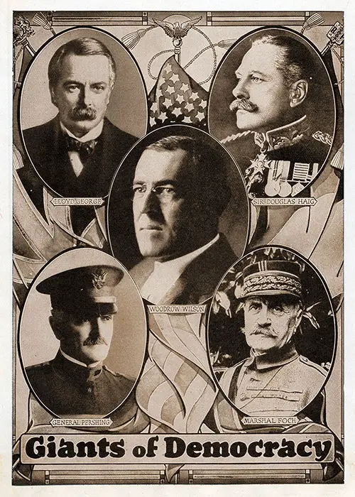 GGA Image ID # 18564baf07 "Giants of Democracy." Lloyd George, Sir Douglas Haig, Woodrow Wilson, General Pershing, and Marshal Foch.