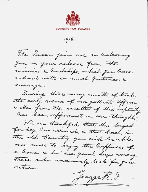GGA Image ID # 20d82fd657 Letter from King George V to British POW's On Their Release in 1918.