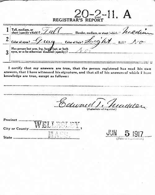 GGA Image ID # 1a1e5b79ce Back Side, World War 1 Draft Registration Card for Alfred Anderson (Person) filed 5 June 1917.