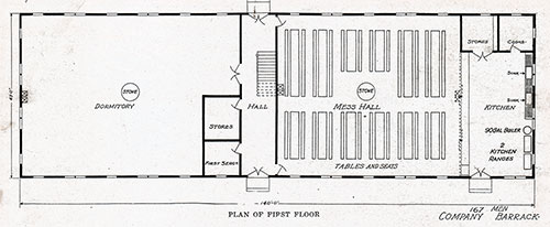 GGA Image ID # 19dfa902eb Floor Plan of a 167-Men Barrack.