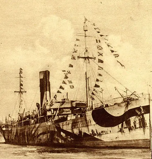 GGA Image ID # 195d4ccec7 A Mystifying Camouflage Which Would Make It Very Difficult for an Undersea Pirate to Torpedo This Ship.