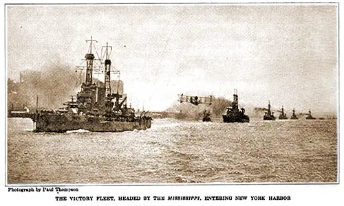 GGA Image ID # 18b5f2cee4 The Victory Fleet, Headed by the USS Mississippi, Entering New York Harbor.