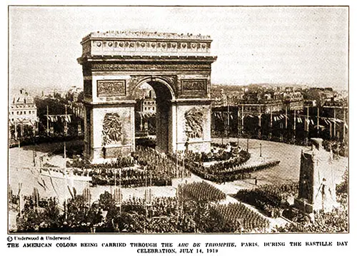 GGA Image ID # 18b79f652f The American Colors Being Carried Through the are de Triomphe, Paris During the Bastille Day Celebration on 14 July 1919.