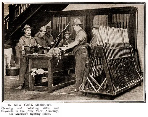 GGA Image ID # 18fb7daa74 In New York Armoury. Cleaning and Polishing Rifles and Bayonets in the New York Armoury, for America’s Fighting Forces.