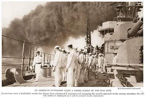 GGA Image ID # 184f003e0a An American Battleship Using a Smoke Screen in the War Zone.