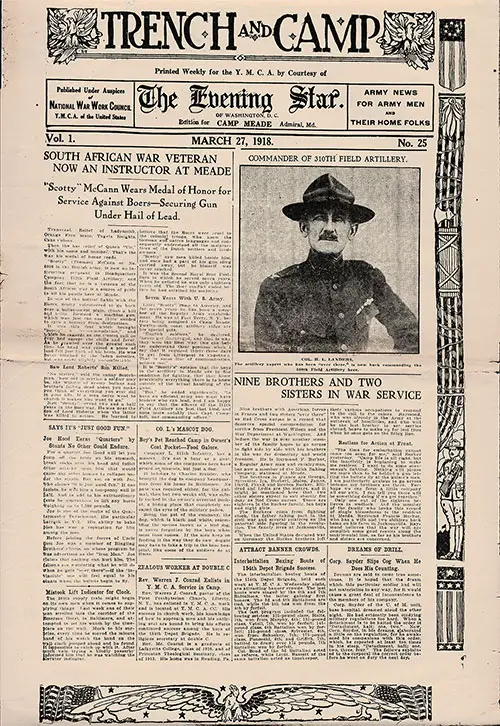 GGA Image ID # 18d3981857 Front Page of a Trench and Camp Newspaper Printed Weekly for the YMCA