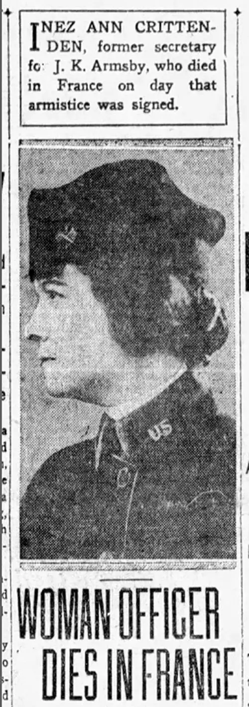 GGA Image ID # 19adf33c69 Clipping from Headline: Woman Officer Dies in France.