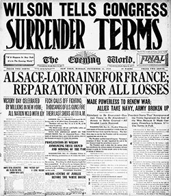 GGA Image ID # 1929736fe9 Front Page, The Evening World Newspaper, Final Edition, New York, Monday, 11 November 1918.