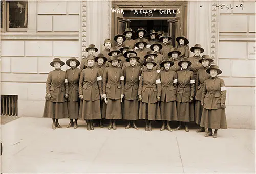 GGA Image ID # 191eb02ce8. Click to View a Larger Image. Group of "Hello Girls" Standing in Front of a Building in France, ca 1918.