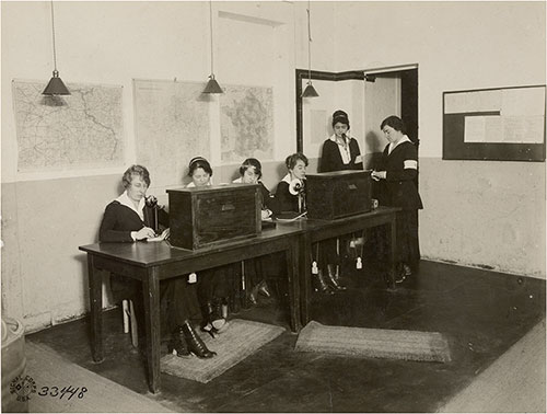 GGA Image ID # 199a9d99ee Telephone Office at General Headquarters Showing Telphones and Girls at Work, Chaumont, Haute Marne, France, 11 May 1918.