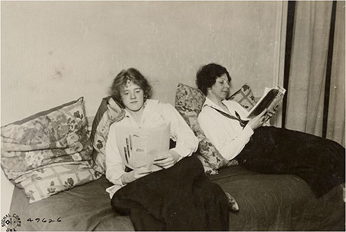 GGA Image ID # 199cdd4792. Click to View a Larger Image. The Reading Hour; Melanie Van Gastel and Elenore A. Brown, Signal Corps Telephone Operators, Second Army, Toul, France.