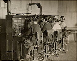 Women Telephone Operators, Signal Corps, at Bassens Docks, France.