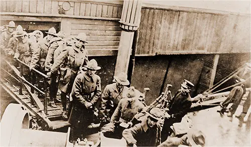 GGA Image ID # 1909df066c American Expeditionary Force Troops Disembarking from the Transport Ship President Lincoln at Hoboken, c 1918.