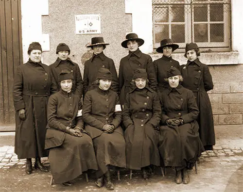 GGA Image ID # 1977c35d8e. Click to View a Larger Image. Typical Operating Unit at One of the Posts in France of the US Army Signal Corps Telephone Operators, 1918.