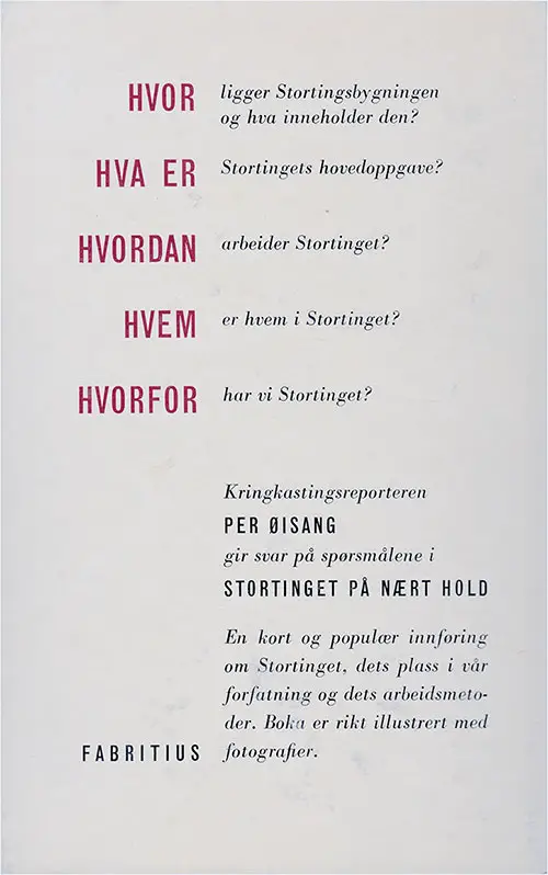 GGA Image ID # 17f3875561 Back Cover, Memoirs from the War Years by Arne Fjellbu, (In Norwegian), 1947.