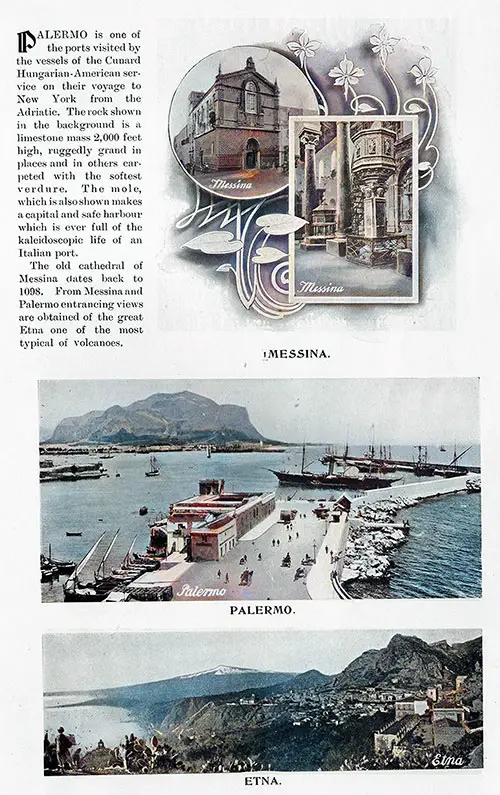 Palermo and Surronding Area from the Cunard Daily Bulletin, RMS Ivernia Edition for Wednesday, 28 June 1905.