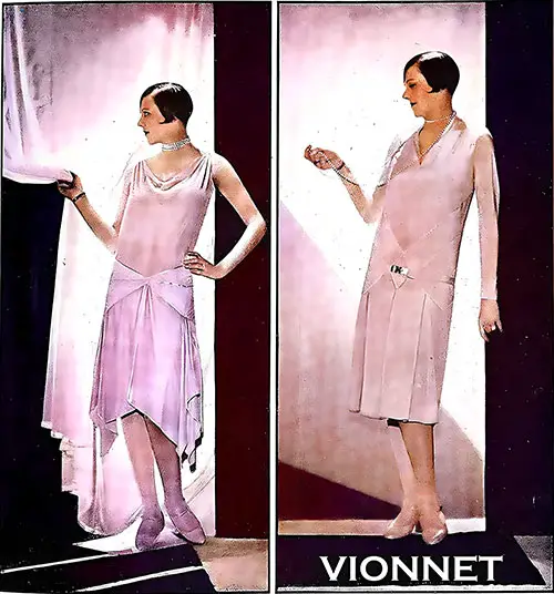 Evening and Afternoon Bias Cut Gowns by Vionnet. The Bias Cut Is So Closely Linked to Vionnet That It Has Become Her Signature Style. She Is Also Known for Using Highly Supple Fabrics, Often Selecting Off-White Tones Rather Than Pure White or Bold Colors.