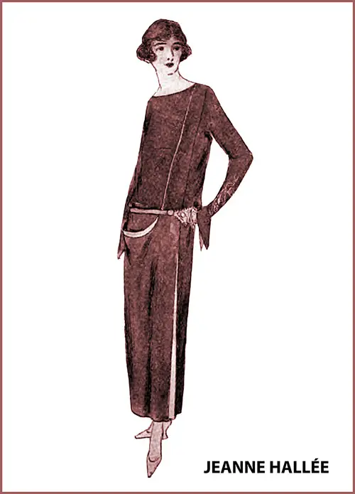 The Dress Is Almost Classic That Jeanne Hallée Makes of Dark Blue Reps.