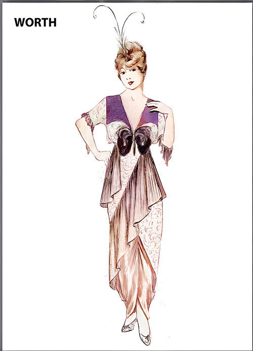 The butterfly of black velvet sparkling with rhinestones lends the name to the "Butterfly model" conceived by Worth.