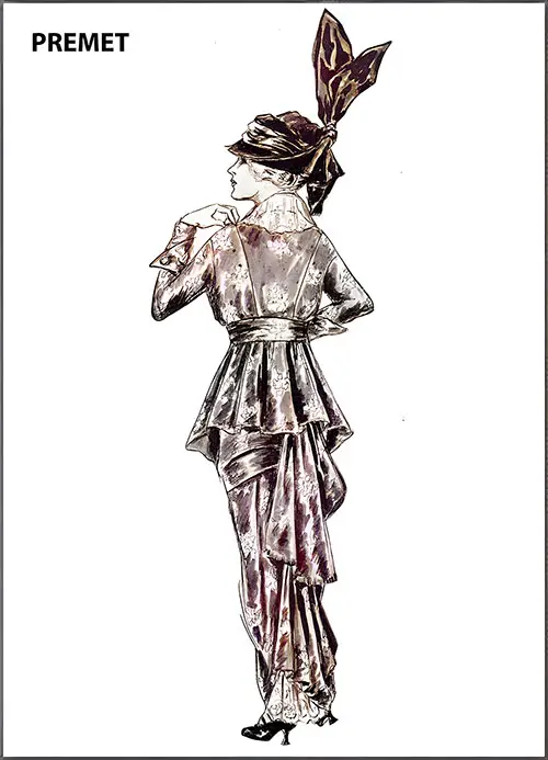 Premet Is Heralding Them in This Gown of Tete de Nègre Soft Taffeta.