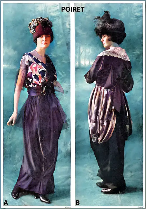 Black Charmeuse Restaurant Frock and Afternoon Gown by Poiret.